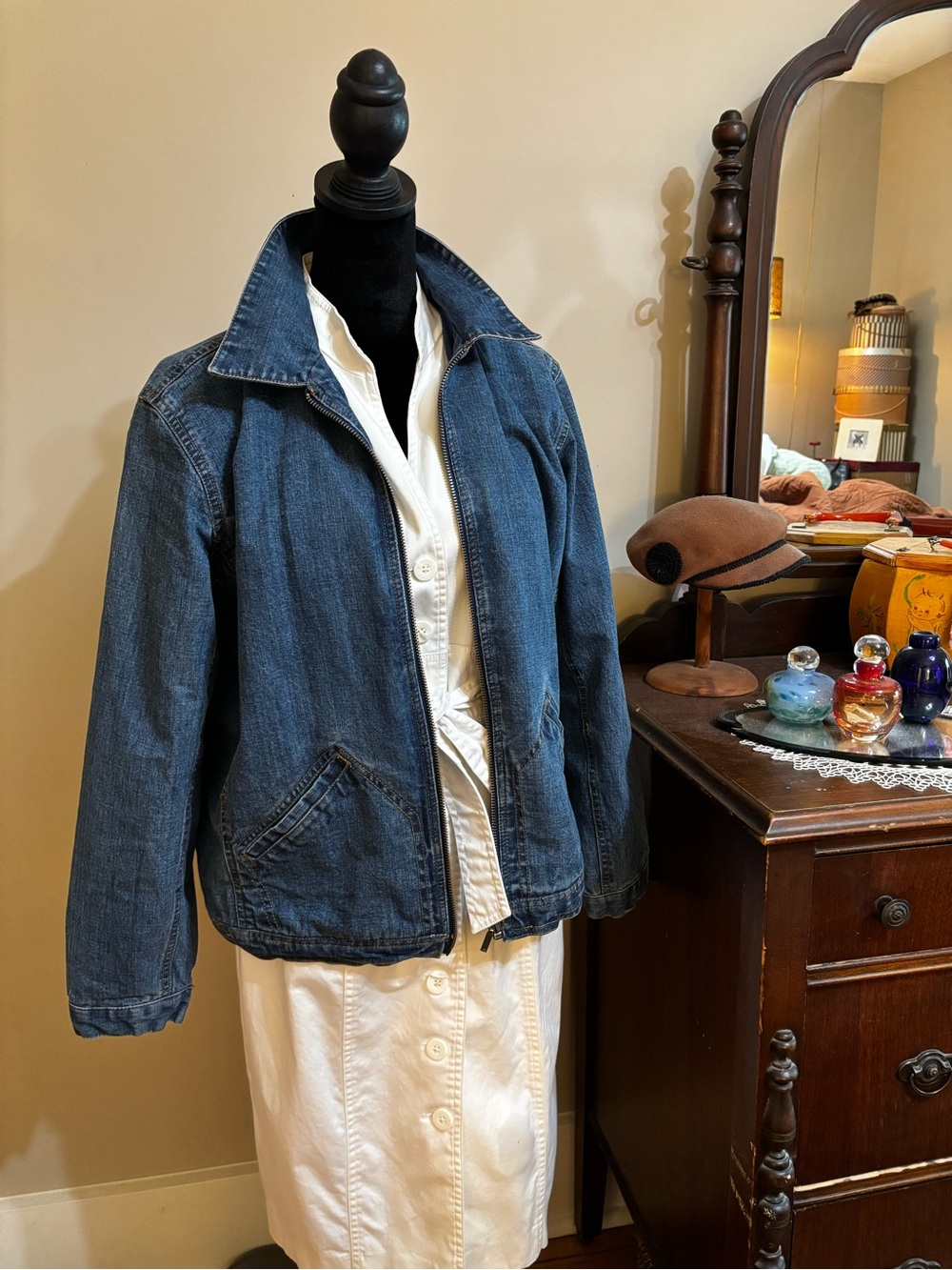 Chico’s Anniversary Edition Denim Jacket with Parrot Design